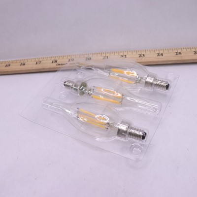 (3-Pk) EcoSmart  Flame Bent Tip Candelabra LED Vintage Edison Light Bulb 