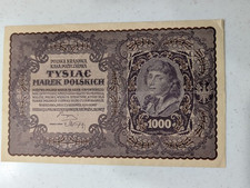 1919 POLAND 1000 MAREK SOMEWHAT WORN BANKNOTE FOREIGN CURRENCY FOLD LENGTHWISE