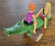 Vtg 90's Dakin Flintstones Pebbles Bam Bam Crocodile Seesaw UCS PVC Figure 4.5"