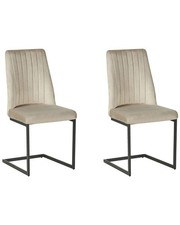 Moderner Freischwinger Stuhl 2er Set Taupe Samtstoff Metallgestell Lavonia