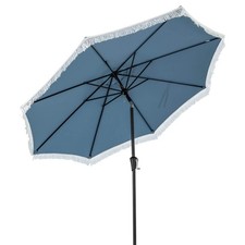 9 FT Patio Umbrella 2-Tier Market Table Umbrella w/Crank Handle Push Button Tilt