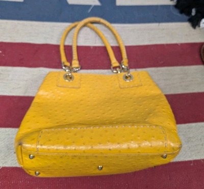 Stefano Bravo Yellow Leather Ostrich Shoulder Handbag Satchel  Top Handle Bag