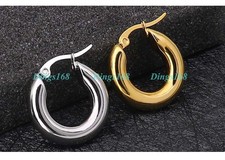 Designer Inspired Real 18K Gold Filled 20/25/30mm Solid Heavy Hoop Earrings C141