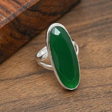 Green Onyx Gemstone Handmade 925 Sterling Silver Jewelry Ring Gift For Her