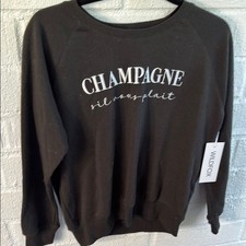 Wildfox Embroidered Champagne Charcoal Sweatshirt Sweatshirt