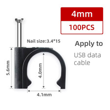 100PCS round Cable Wire Clips 4Mm 6Mm 8Mm 10Mm Management Electrical Cord Tie Ho