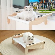 COODIA Cat Window Perch 2-in-1 Wooden Hammock Bed for Windowsill  Bedside