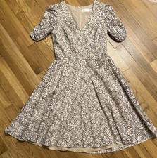 Eliza J - Lace Blush Pink & Black Lace - A-Line V-Neck Shirred Sleeves - Size 4