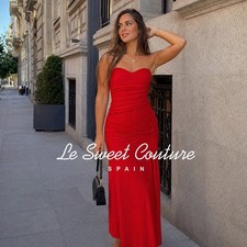 ZARA WOMAN NWT SALE! SS26 LONG DRAPED DRESS Bright red 1165/458/632