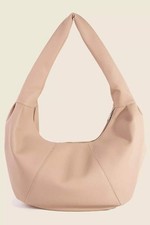 Fame Panel Stitch Crescent Leather Shoulder Bag