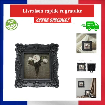 CISOO Petit cadre photo vintage carré 10,2 x 10,2 cm noir - Photo 1/4