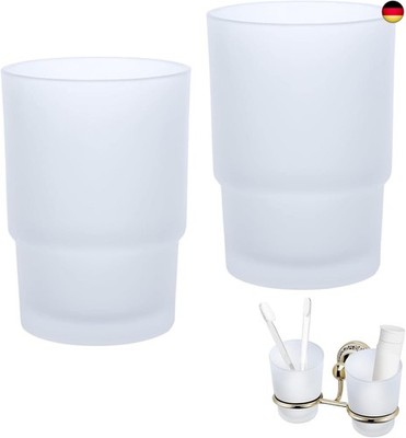 Topsky 2 Stück Glas Zahnputzbecher Set, Kinder Zahnputzbecher, Wandmontage 