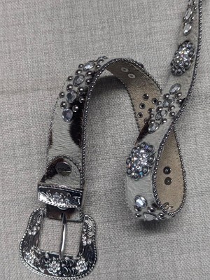 vintage Y2K studded WESTERN buckle belt 24 cowboy RHINESTONE  display picture 2