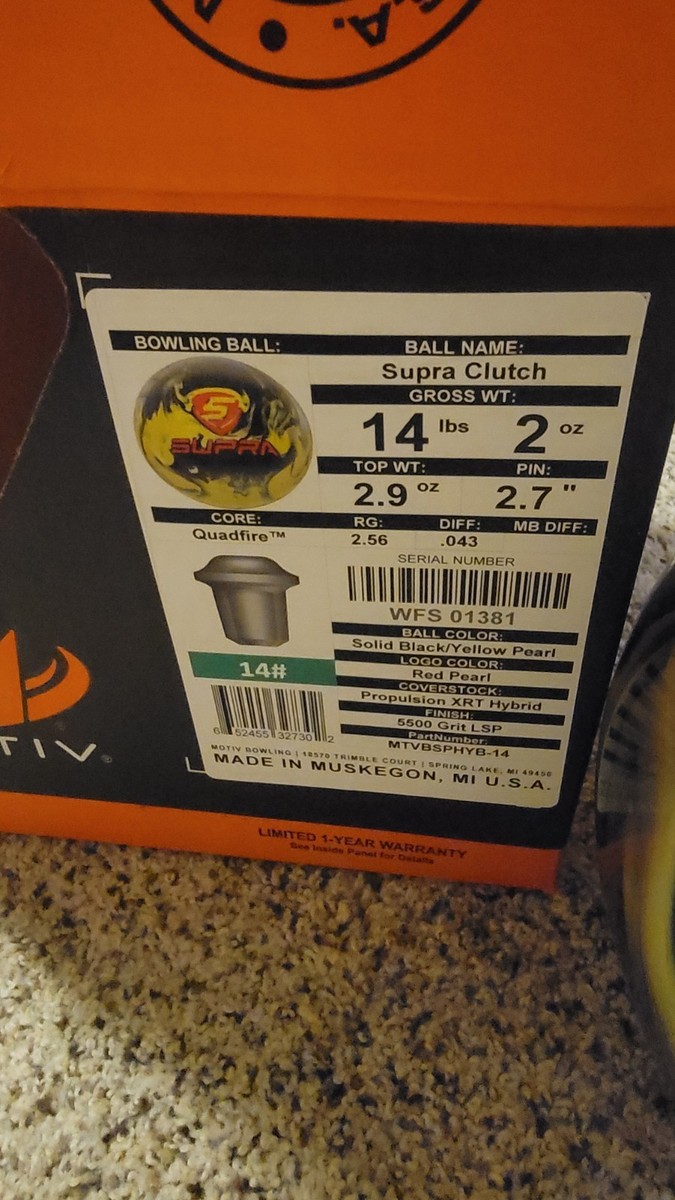 Motiv Supra Clutch Bowling Ball 1st Quality | 14 Pounds | 2.7