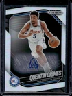 2024-25 Panini Prizm Black Quentin Grimes Auto Autograph Silver Prizm #63 76ers