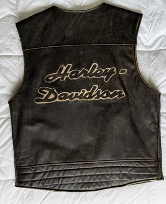 Vintage 90 s Harley-Davidson Leather BILLINGS Vest Black/Brown Men's Size M