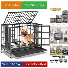 37 inch Stackable Heavy Duty Dog Crate, Indestructible Escape Proof Dogs Cage...