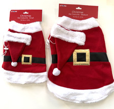 Pet Santa with Hat Dog Costume Suit Christmas Holiday Dress Up Size S, M At Home