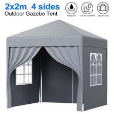 Pop Up Gazebo 2x2m Garden Awning Party Tent Canopy Marquee Black/Grey/Blue