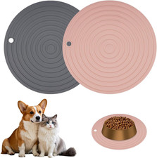 2 Pieces 28 Cm Pet Feeding Cat Mats for Food Bowls, Waterproof Anti-Slip Placema