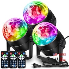 Disco Ball DJ Party Lights Sound Activated with Remote Control 3 Pack-Standard