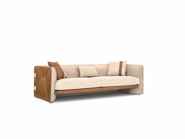 Beige Sofa Luxus Dreisitzer Couch Modern Einrichtung PolstermöBel Textil-image