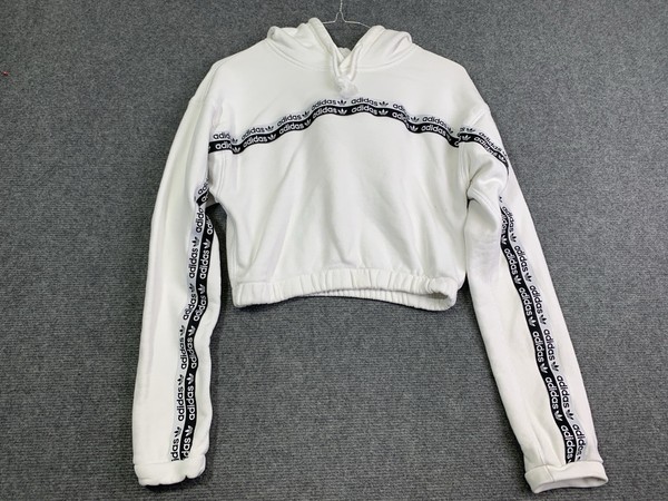 Adidas Crop Hoodie Women's XS White Gym Training Pullover Cropped