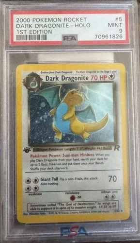 Pokémon Dark Dragonite Holo Rare Card #5 PSA Mint 9 1st Edition
