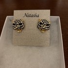 Natasha Black/gold/silver Cat Earrings New — photo 1