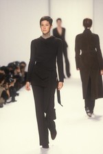 Vintage Calvin Klein Collection Fall 1996 Black Silk Straight Leg Pants 10