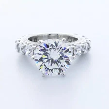 Engagement Ring Vintage 14K White Gold 7.23 Carat Round Lab-Grown Diamond G VS2