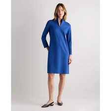 Quince Ultra-Stretch Ponte Split Neck Sheath Dress Royal Blue Size Small NWT