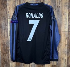 Real Madrid 2016-17 Third Long Sleeve Soccer Jersey Men's M RONALDO #7