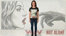Women s Black Graphic Print Crew Neck Short S...