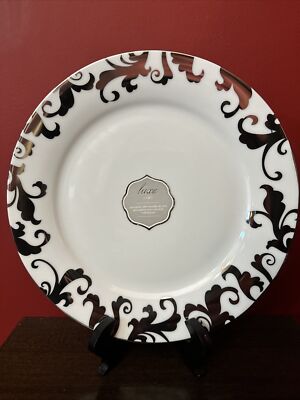 Ciroa Luxe Fiori 10.5  Replacement Dinner Plate Platinum Trim Scrolls