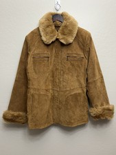Outbrook Missy Size Large Brown Suede 100% Leather Faux Fur Removable Lining Vtg