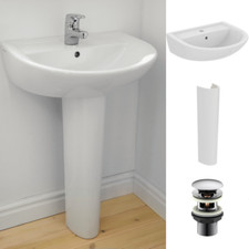 Image of Armitage Shanks Sandringham 21 Washbasin 55 cm 1 Tap Hole with Full Pedestal