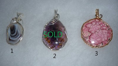Handcrafted Wire Wrapped Natural Stone Pendant PICK ONE Jaspers and Agates