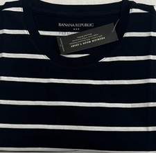 New Banana Republic Men's Short Sleeve T-Shirt Navy Stripe Size XXL 20.00