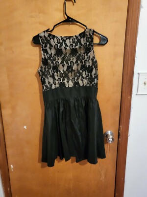 Forever 21 Contemporary Black Beige Lace Overlay Sleeveless Sheath Dress  Medium | eBay