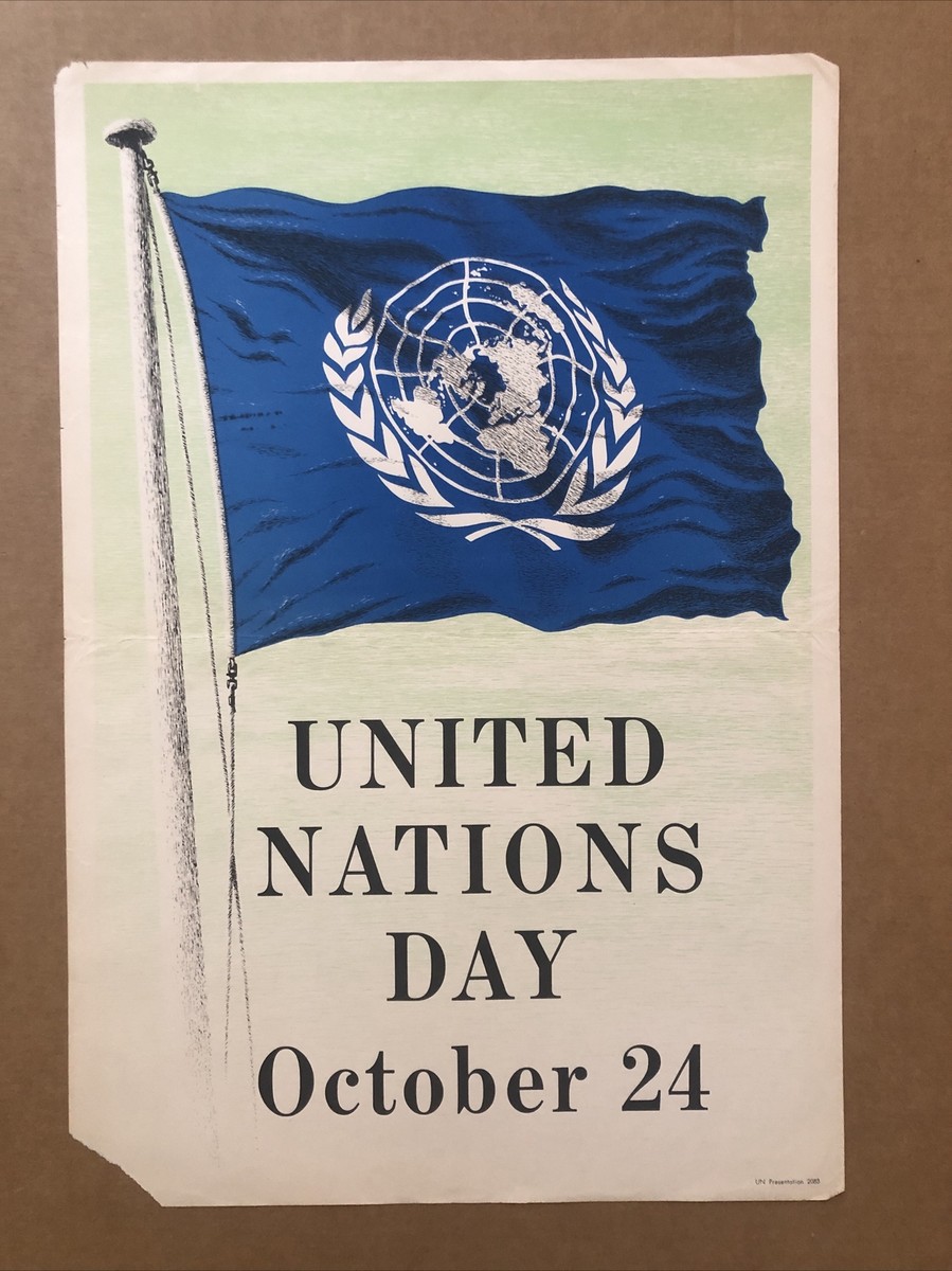 United Nations Day Original Vintage Poster Political Posters 1950s