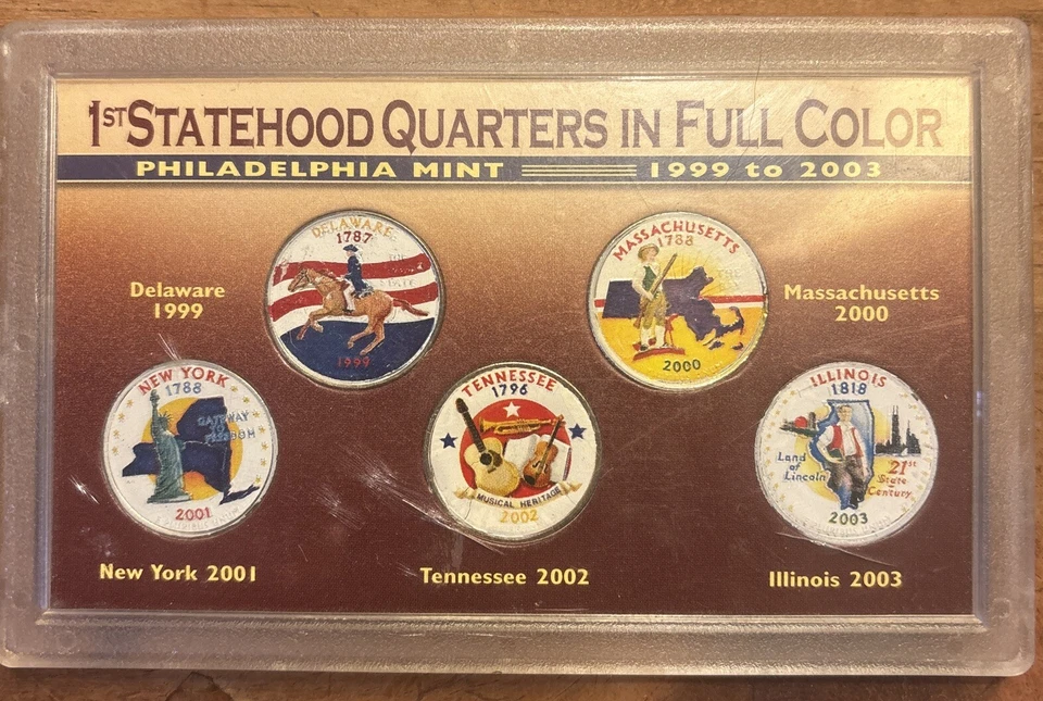 1st Statehood Quarters in Full Color Philadelphia Mint 1999-2003 Excellent! - Image 3 of 3