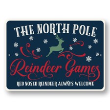North Pole Reindeer Games Metal Sign
