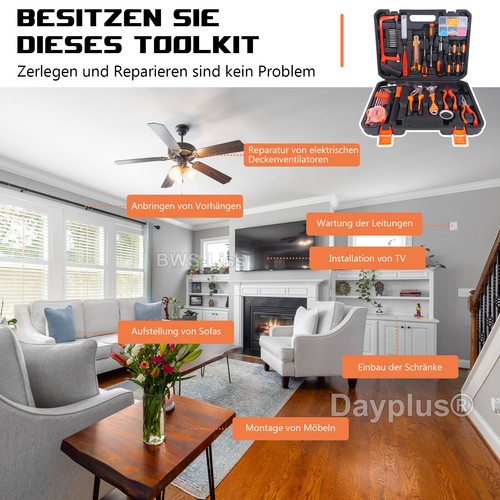 102 tlg Werkzeugkoffer mit Werkzeug Set Werkzeugkasten Werkzeugkiste Hammer AAA - Bild 4 von 11