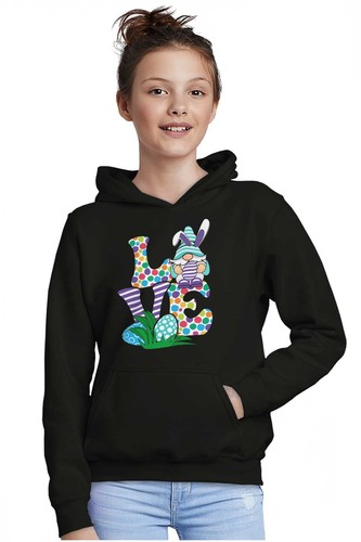 Cute Spring Easter Bunny Gnome Egg Hunt Love Youth Girls Hoodie Sweatshirts Kids - Picture 4 of 7