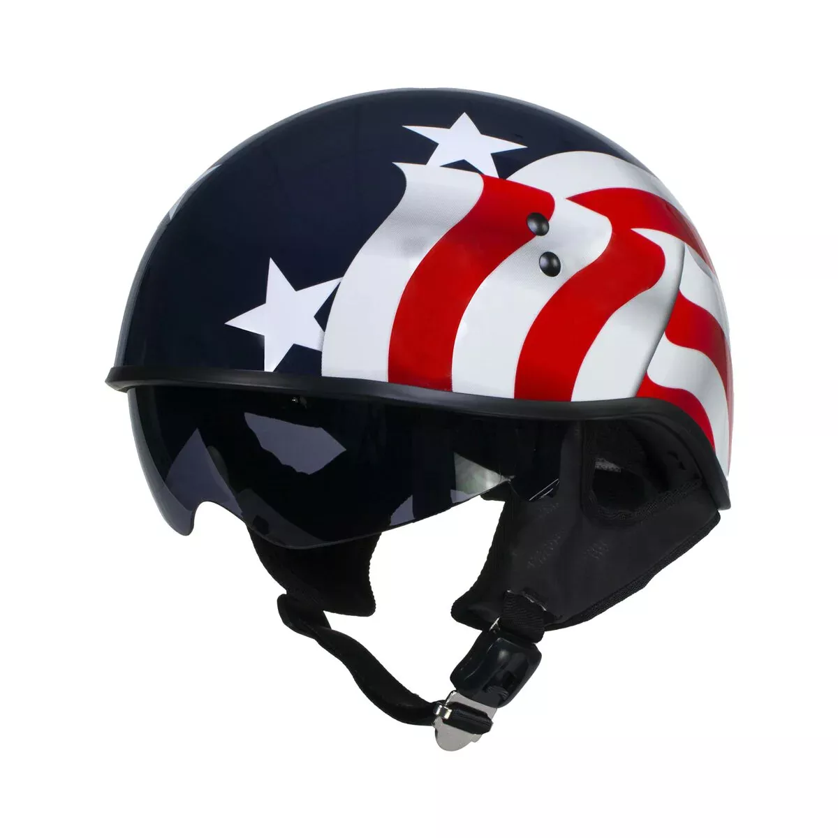 Stars & Stripes Patriotic US Flag DOT Approved Shorty Half Motorcycle  Helmet