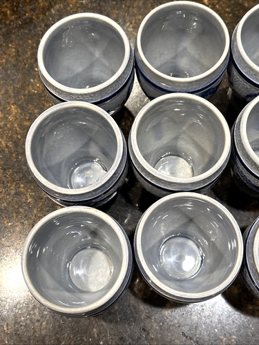 Set of 12 Marzi & Remy Vtg German Stoneware Cups Blue Salt Glaze Tumblers 3062 - Picture 10 of 18
