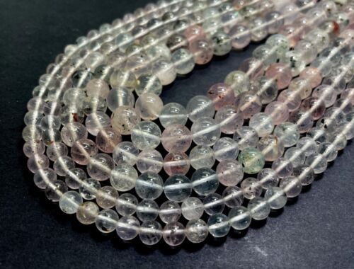 Genuine Rare White Clear Pink Topaz Polished Smooth Round Gemstone Beads RN183 - Picture 1 of 7