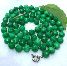 100 Natural 8/10/12/14mm Green Jade Round Gemstone Beads Necklace 18-36"