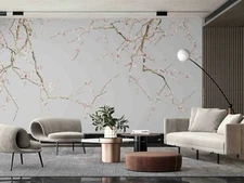 3D Pink Plum Branch Self-adhesive Removable Wallpaper Murals Wall Sticker 526